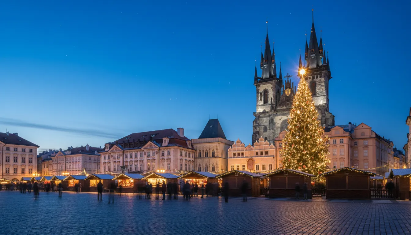 Mercado de Navidad en la Plaza de la Ciudad Vieja de Praga