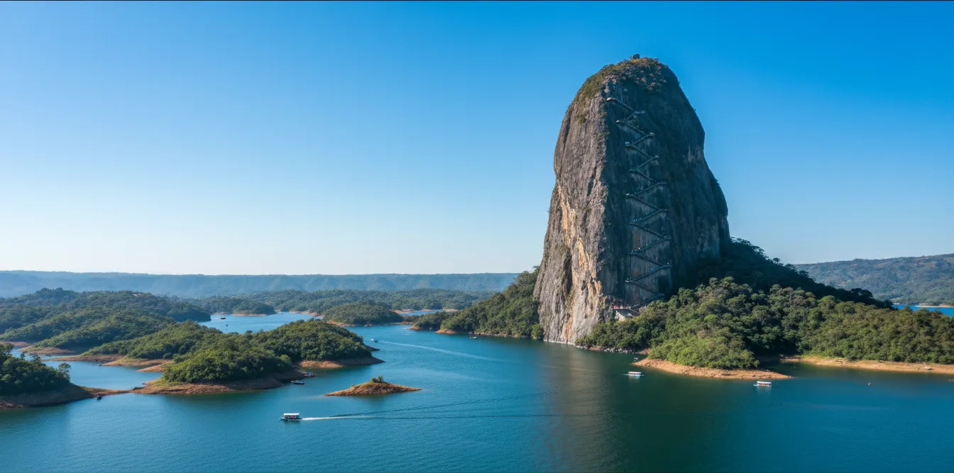 La Piedra del Peñol sobre el embalse de Guatapé