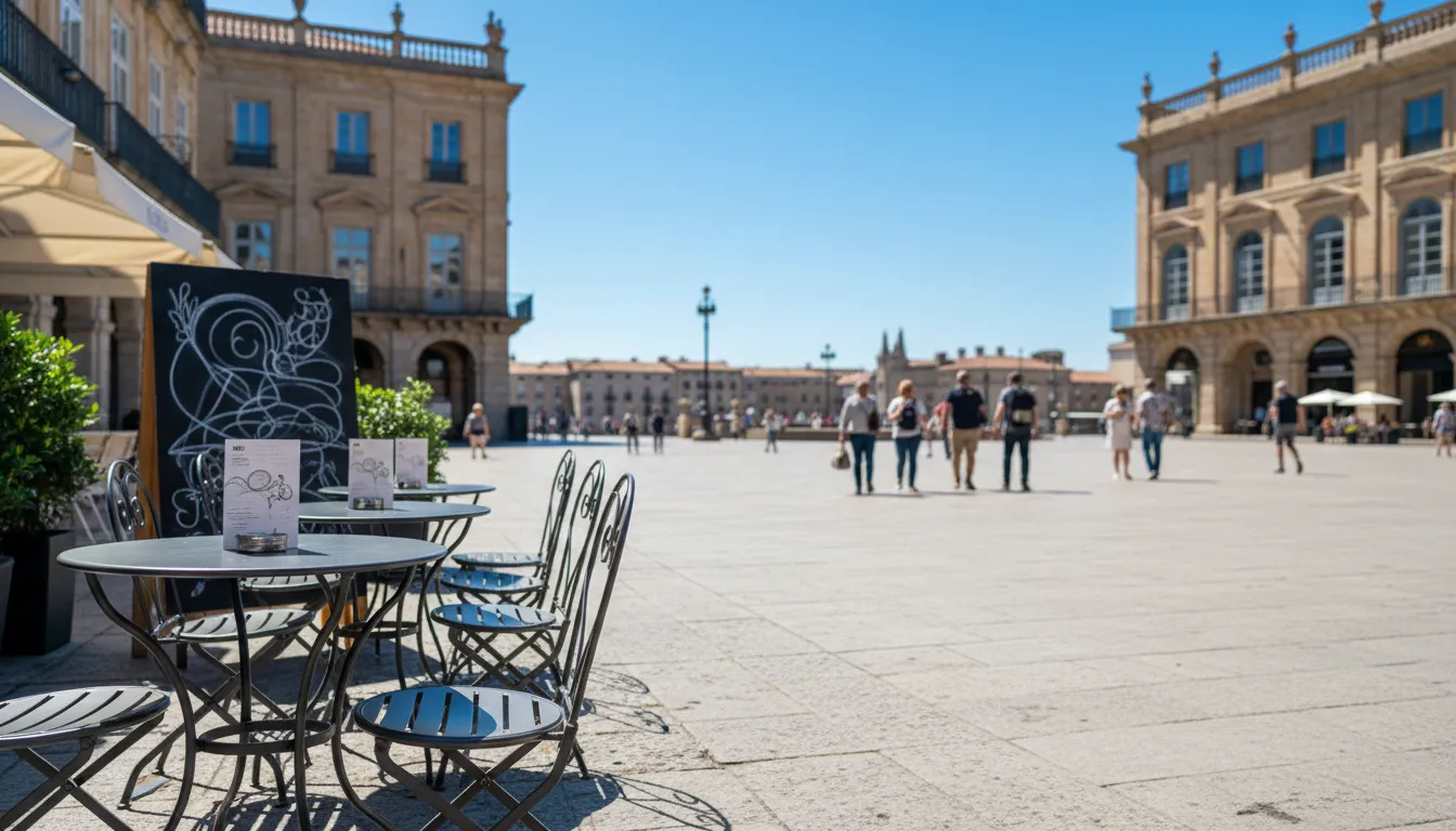 Terraza de un café en una plaza europea