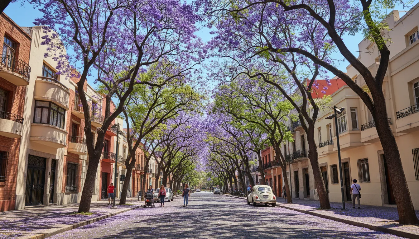 Avenida arbolada en la colonia Condesa
