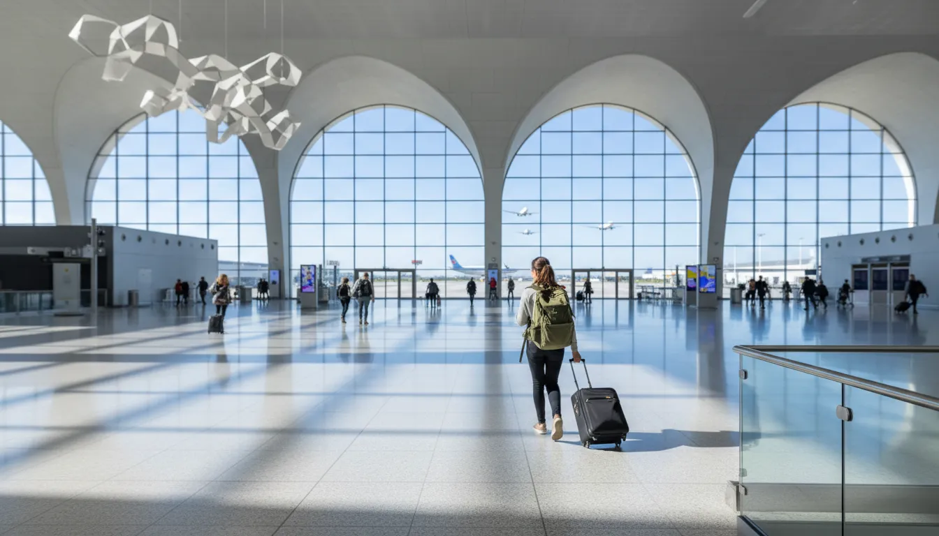 Hall de llegadas de un aeropuerto europeo