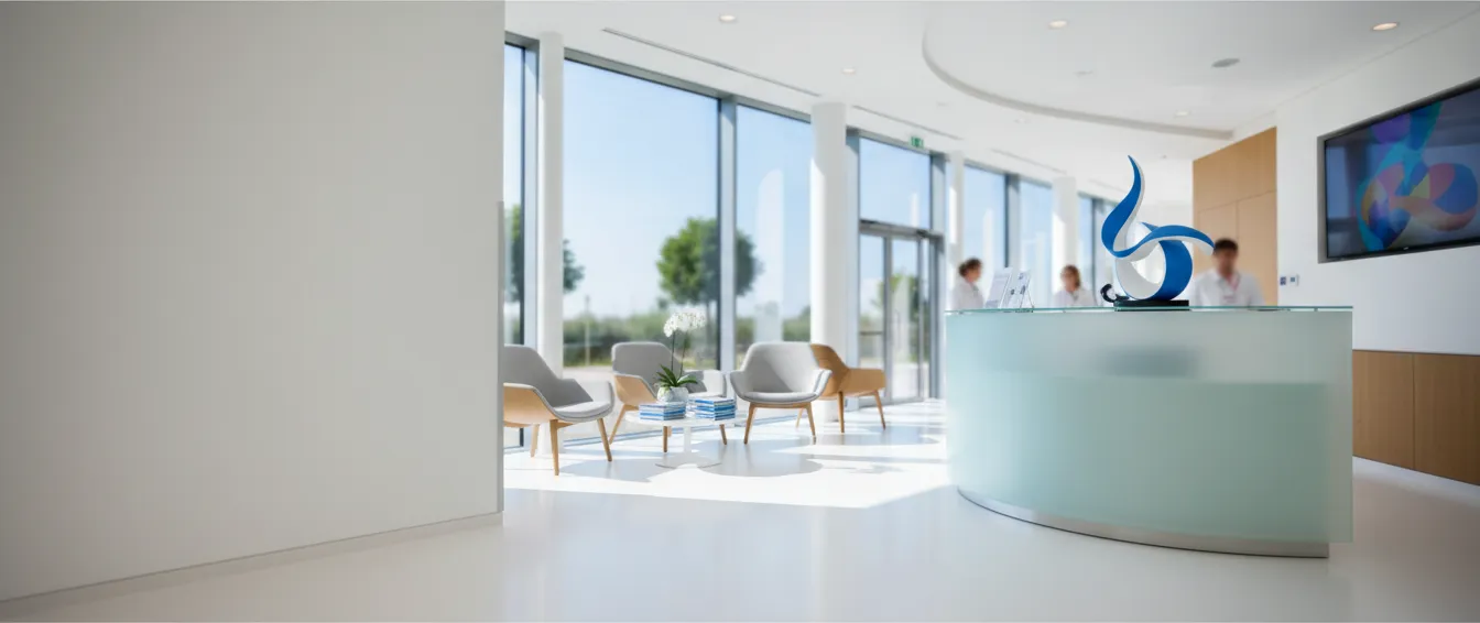 Recepción de un centro médico en Europa