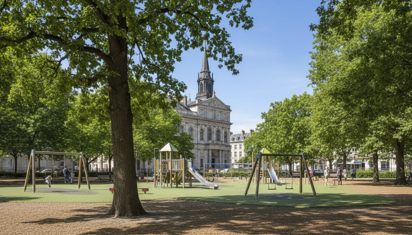 Parque infantil en una ciudad europea
