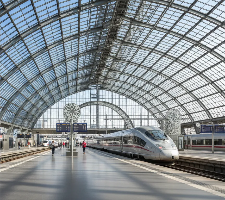 Estación de tren moderna en Europa