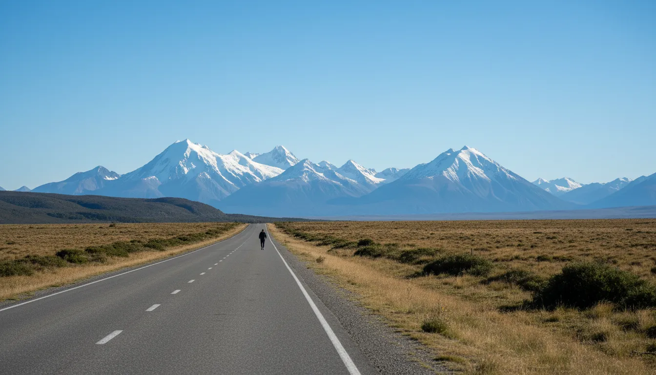 Ruta por la estepa patagónica hacia la cordillera